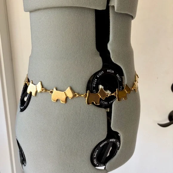 πΆGoldtone Scotty/Westie Dog Metal Link Chain Belt, adjustable, 38β, EUC - Picture 8 of 10